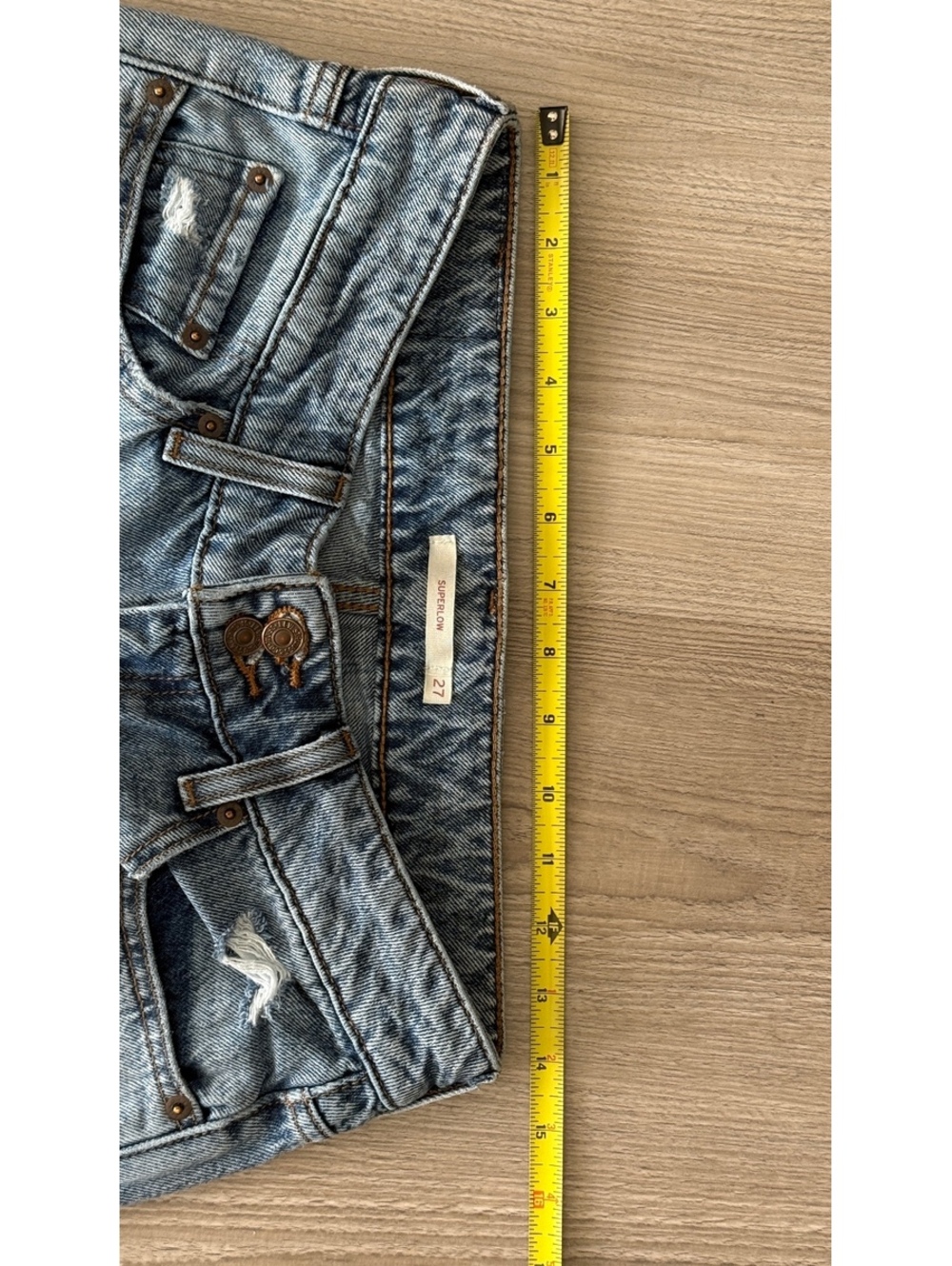 Levi’s Superlow Jeans Size 27 Distressed Low Rise Baggy Straight Y2K Denim rare - Picture 3 of 9